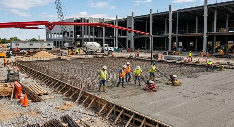 Commercial Slab Construction in Concord, NC